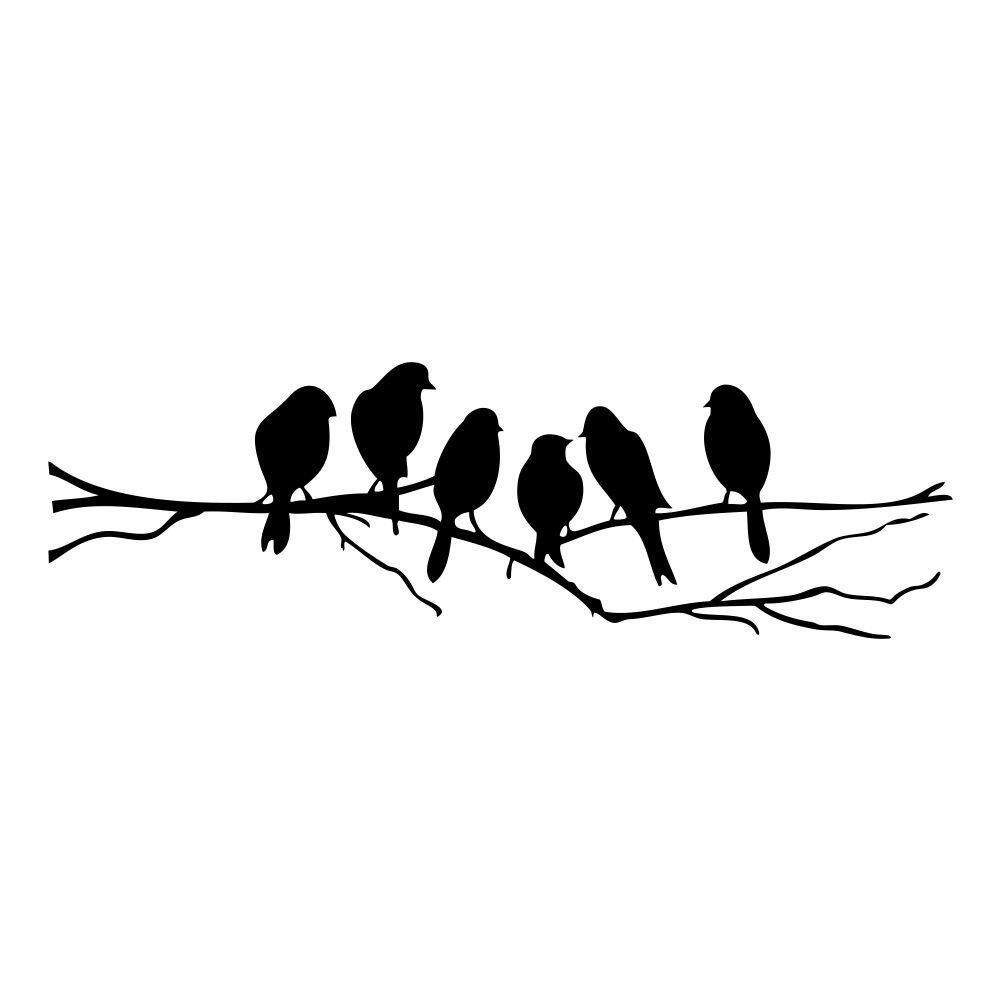 Burung Di Kawat Dinding Stiker Dinding Stiker Dinding Quote Vinil Dinding Stiker Ruang Duduk Sofa Dinding Seni Dekorasi Kamar Tidur mural Seni Wallpaper Stiker Hitam-Internasional