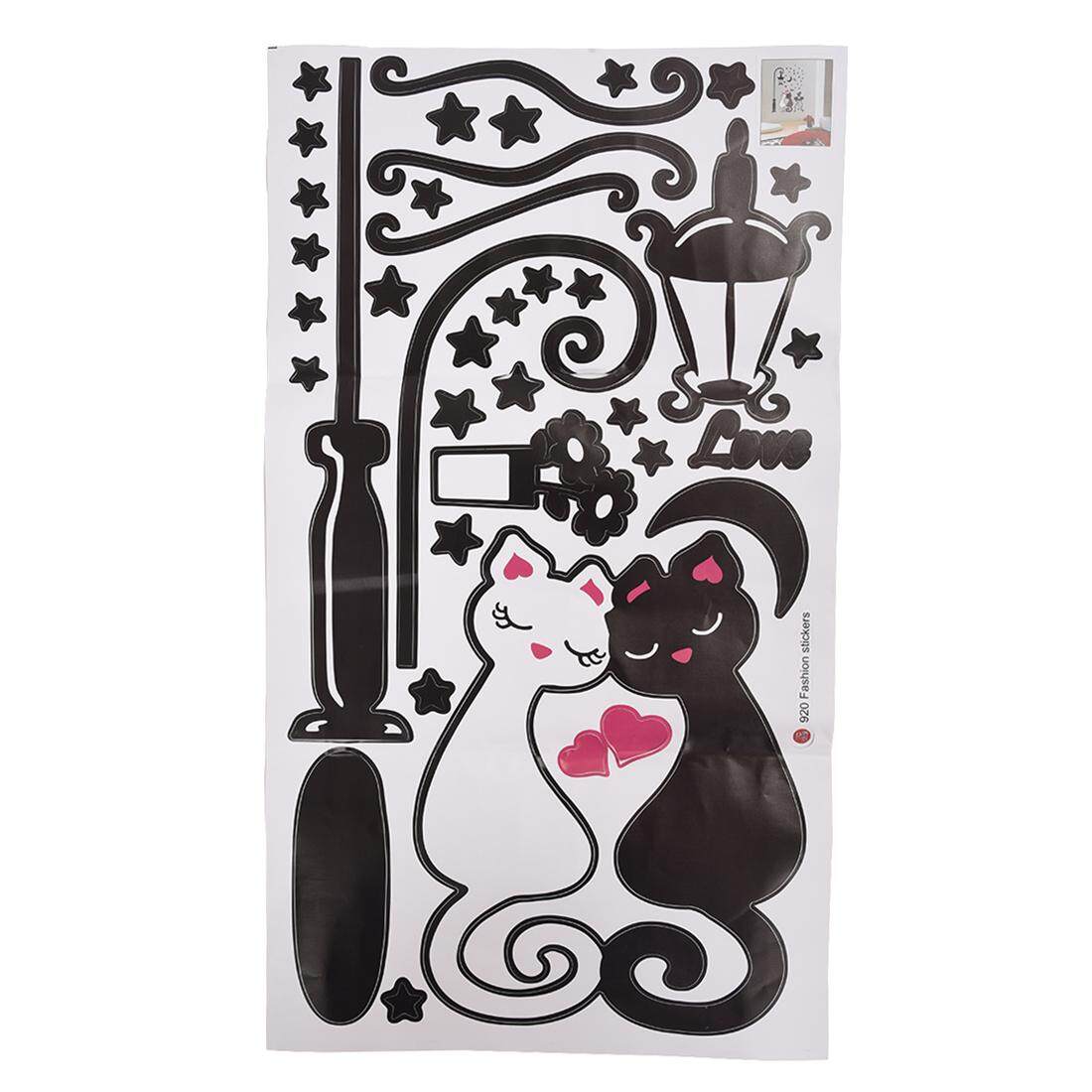 Hitam Kucing Di Bawah Lampu Jalan Desain Gambar Seni Kulit & Tongkat Stiker Dinding DIY Vinil Dinding Stiker-Internasional