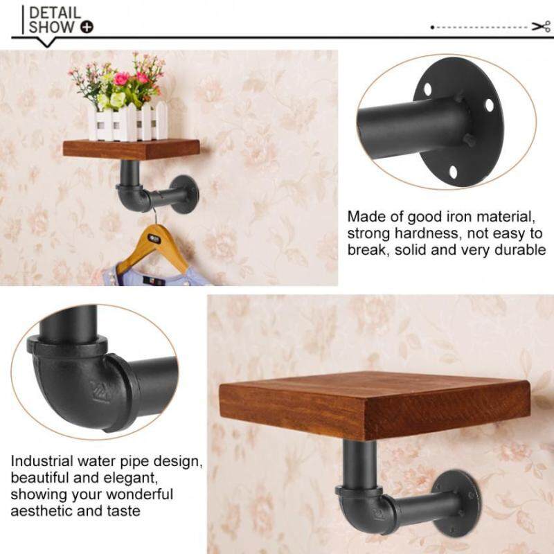 Black Iron Industrial Pipe Shelf Bracket Holder DIY Home Decor Wall Mounted Support #Detachable