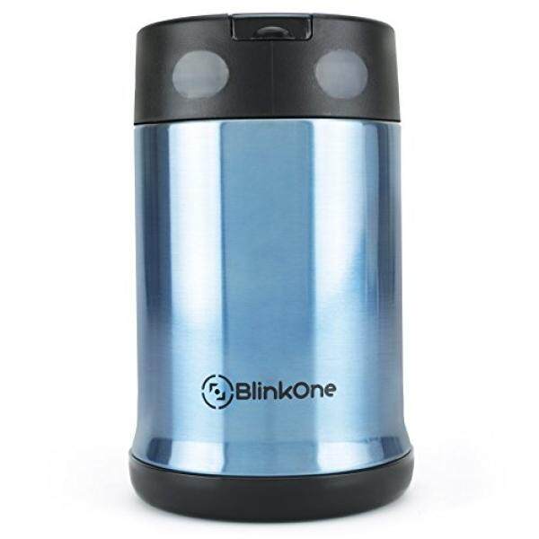 Blinkone Food Jar dengan Sendok Lipat: Ganda Walled Terisolasi, Tidak Dapat Dipecahkan, bukti Bocor dan Shake Tahan Wadah Wadah (16 Oz)-Internasional
