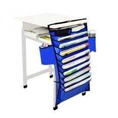 Book Storage And Desk Organizer - 11 Pocket Book Shelf And Magazine Rack - Best And Easiest Way To Store And Organize Files, Text Books And Documen For Tidy Desk And More Workspace (Blue)