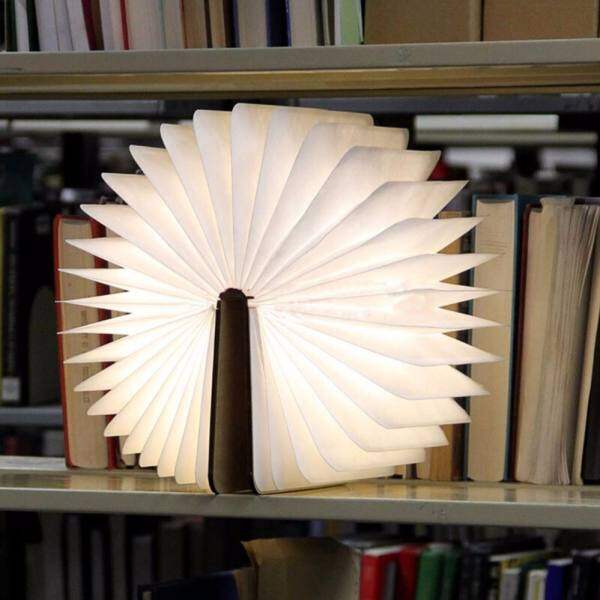 Boshiho Folding Wooden Book Light Portable Book Shaped Reading Light Eye-protection and Easy Use