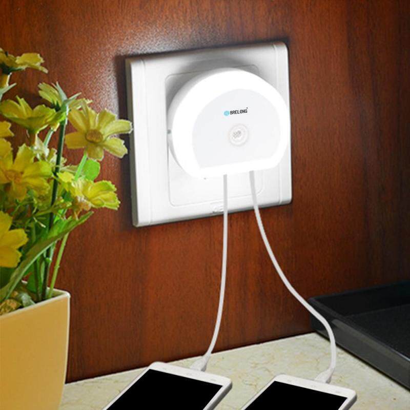 Bảng giá Brelong Creative Light Switch + Sensor Led Night Light with Dual Usb (5v) Wall Board Charger Mobile Phone Night Light Eu/Us 110-240V - intl