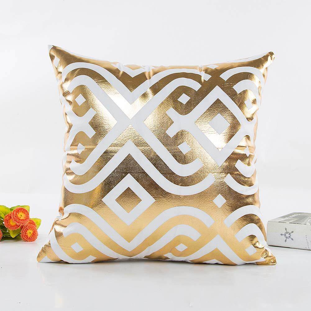 Bronzing Cushion Cover Geometric Pillow Cover Sofa Seat Car Bed Pillow Case(Gold)-3 - intl