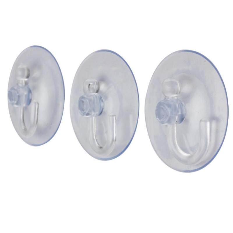 BU 20Pcs Transparent Plastic Reusable Suction Cup Hook Vacuum Traceless For Kitchen Window Bathroom