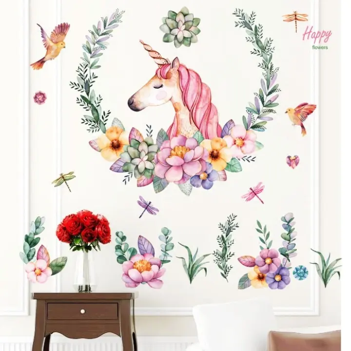 Removable Wall Stickers Unicorn Living Room Bedroom Tv Backdrop