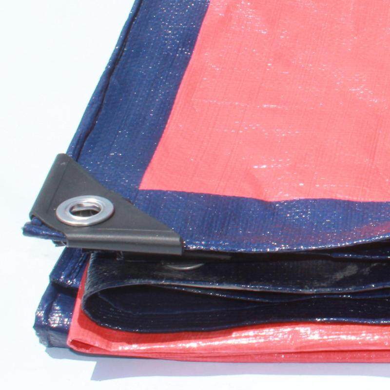 Canvas (Korea) 9 x 9 Ready Made PE Tarpaulin Sheet (Blue Orange) Outdoor Construction Renovation Floor Cover Canopy Tent Side Wall Shield Waterproof UV Protection with Grommets Eyelets Kanvas Biru Oren