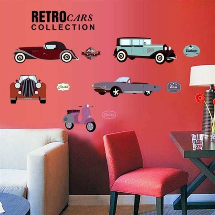 Cartoon Retro Cars wall stickers for kids rooms child room decoration 7213 nursery decor wallpaper wall decals cars sticker