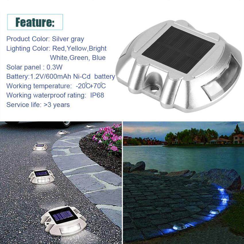 epayst Casting Aluminum Solar Power 6 LED Outdoor Waterproof Driveway Pathway Light Road Lamp (White)