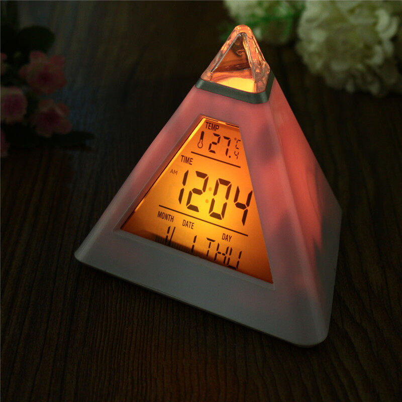 Charminar 7 LED Pyramid Perubahan Colour Jam Digital dengan Alarm Alarm Suhu Jam Abs + Komponen Elektronik Seksi Penjualan -Internasional