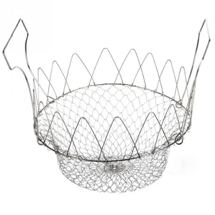 Chef Cooking Basket Colander Fry Folds Flat Strainer Net Kitchen Cooking Tool - intl