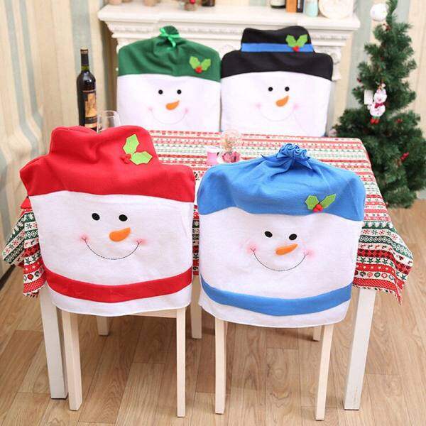 Christmas Chair Hats Christmas Decoration Chair Cover Kitchen Dinning Room Festival Xmas Snowman - intl