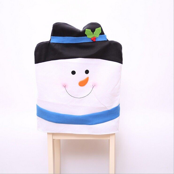 Christmas Chair Hats Christmas Decoration Chair Cover Kitchen Dinning Room Festival Xmas Snowman - intl