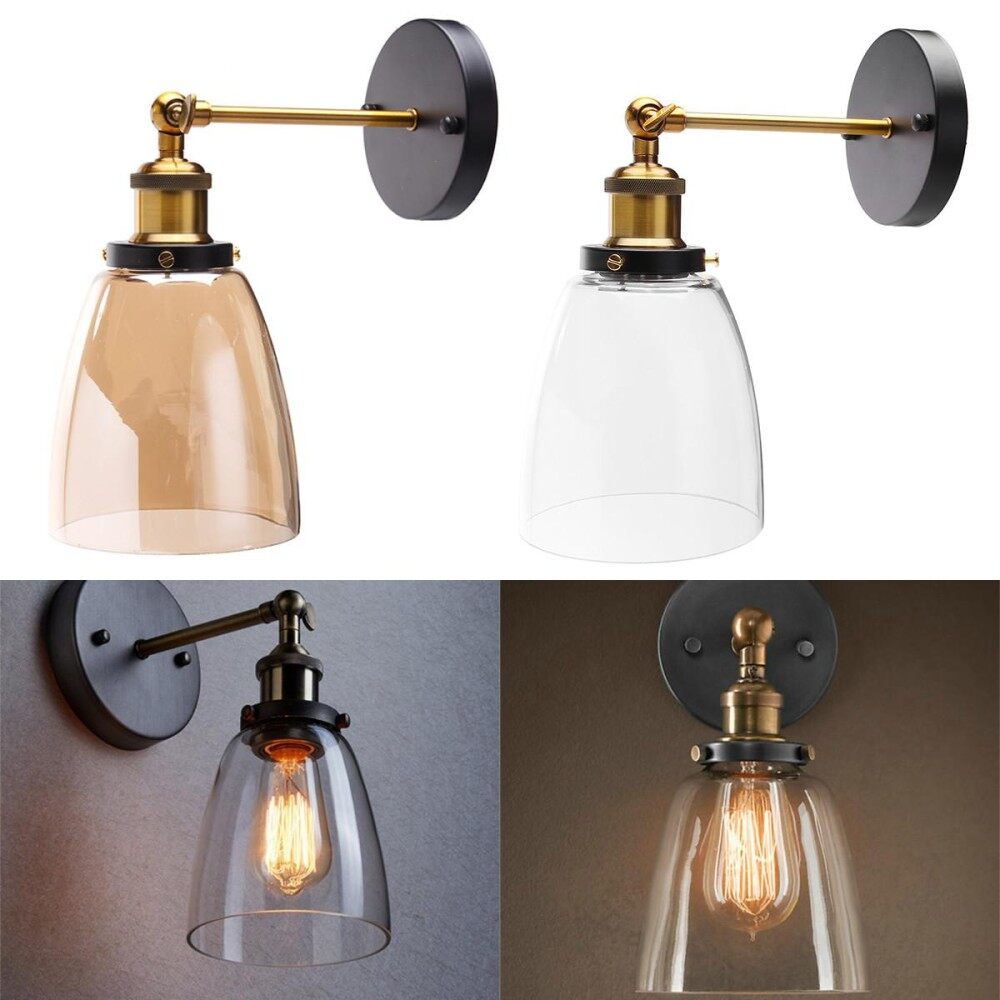 Clear Modern Vintage Industrial Glass Lamp Shade Filament Wall Light Sconce - intl