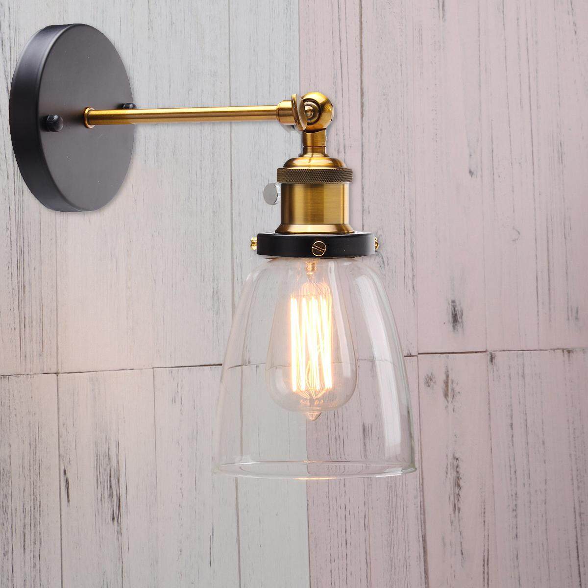 Clear Modern Vintage Industrial Glass Lamp Shade Filament Wall Light Sconce - intl