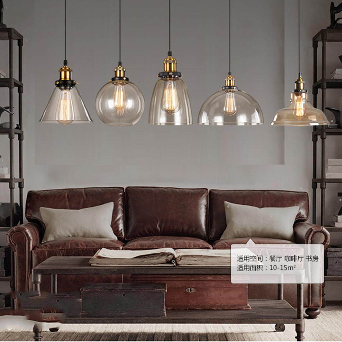 Clear triangle E27 Amber/Clear Retro Industrial Lamp Loft Ceiling Pendant Light Glass - intl