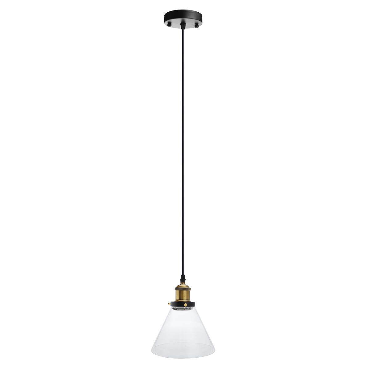 Clear triangle E27 Amber/Clear Retro Industrial Lamp Loft Ceiling Pendant Light Glass - intl