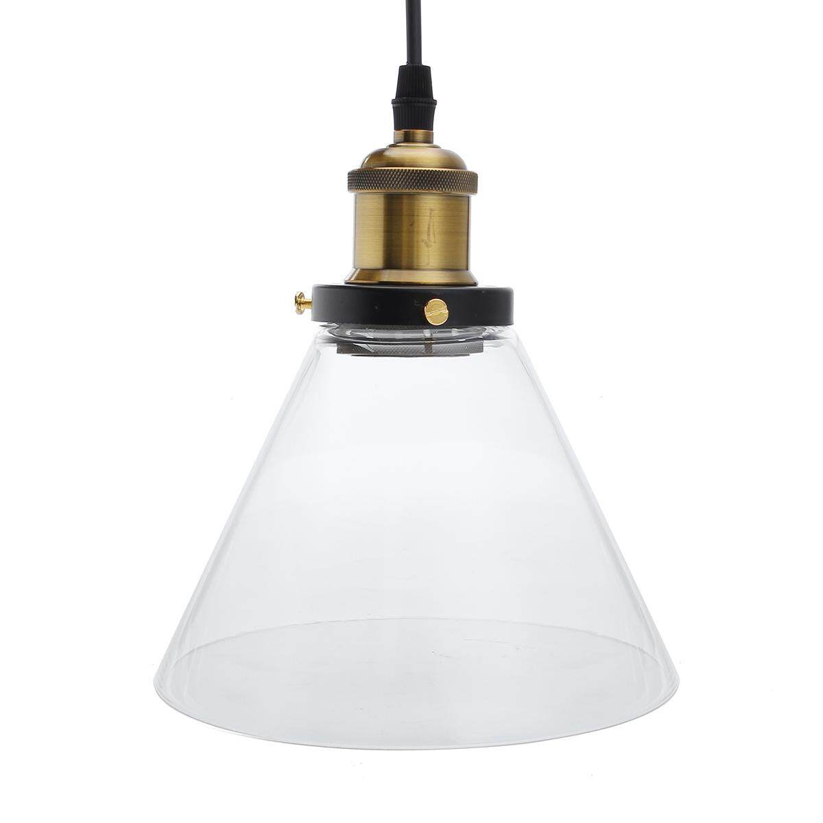 Clear triangle E27 Amber/Clear Retro Industrial Lamp Loft Ceiling Pendant Light Glass - intl