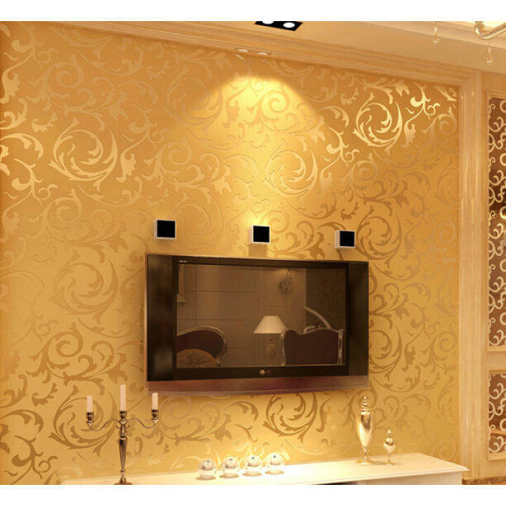 Contemporary Wallpaper Art Deco Yellow Wallpaper Wall Covering Non-woven Fabric Wall Art