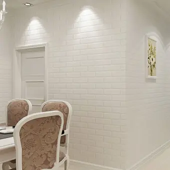 Contemporary Wallpaper Brick White Non Woven Contemporary Wallpaper Brick White Non Woven