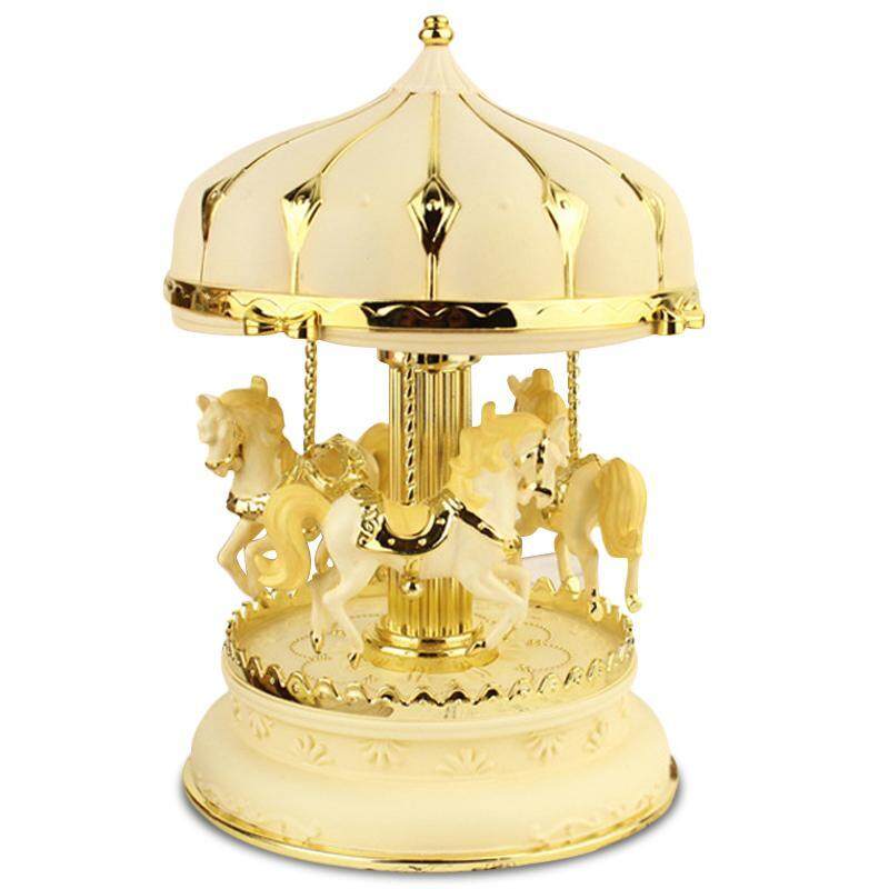Creative Girls Carousel Music Box Jewelry Box decoration of a room - plastic 7.8 inches with light - intl