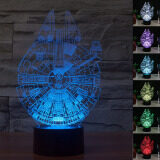 Creative Millennium Falcon 3D LED Night Light Acrylic Colorful Gradient Atmosphere Lamp Novelty Chrismas Lighting Kids Toy