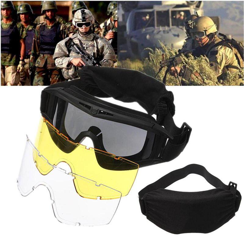 CS Game Airsoft Explosion-proof Goggle Glasses Eye Protection Mask with 3 Lenses Black