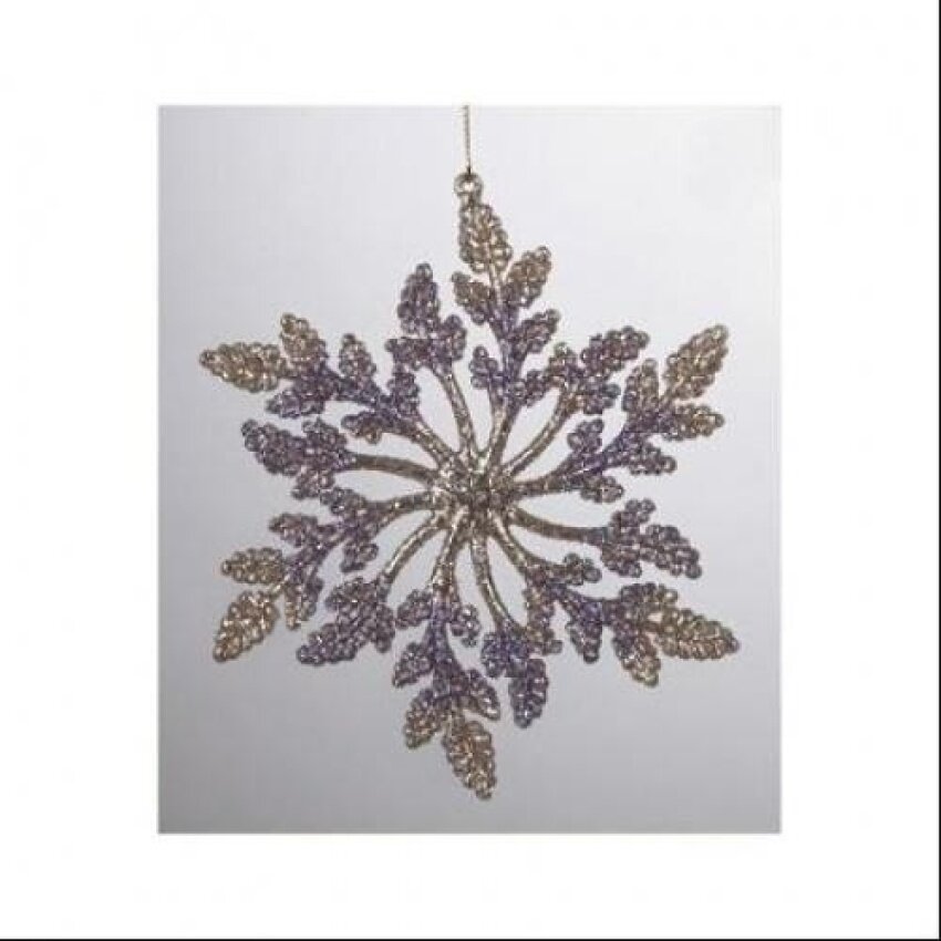 Ctone 14 Cm Victoria Plum Emas dan Ungu Berry Snowfake Christmasornament-Intl