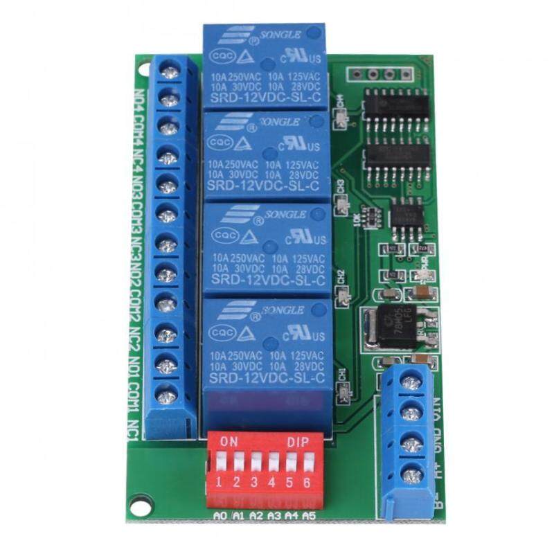 DC 12V 4-Channel RS485 Delay Timer Switch Relay AT Command Remote Control Accessries