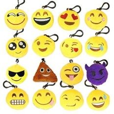 Decorations Keychains - Mini Toy Plu Cushion Pillows Set - Funny Kids Party Supplies Favors - Easy Installation Char With Durable Hook Clip - Set Of 16 Soft Smiley Face Key Chains