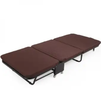 Designer Quilting Design Folding Rollaway Bed With Mattress Brown