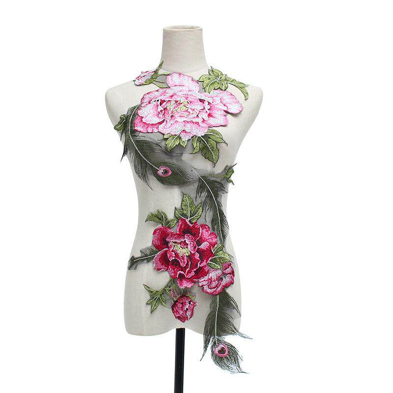 DIY Peacock Bunga Tempelan Bordir Sequin Baju Bunga Bordir Applique Menjahit Baju Pengantin Trim Garmen Dekorasi-Intl