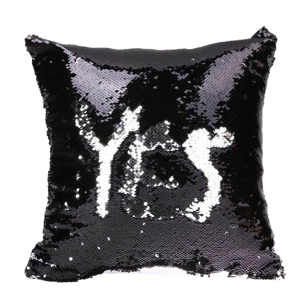 Newlifestyle DIY Sequins Pillowcase Paillette Pillow Cover (Black Silver) - intl(Black)