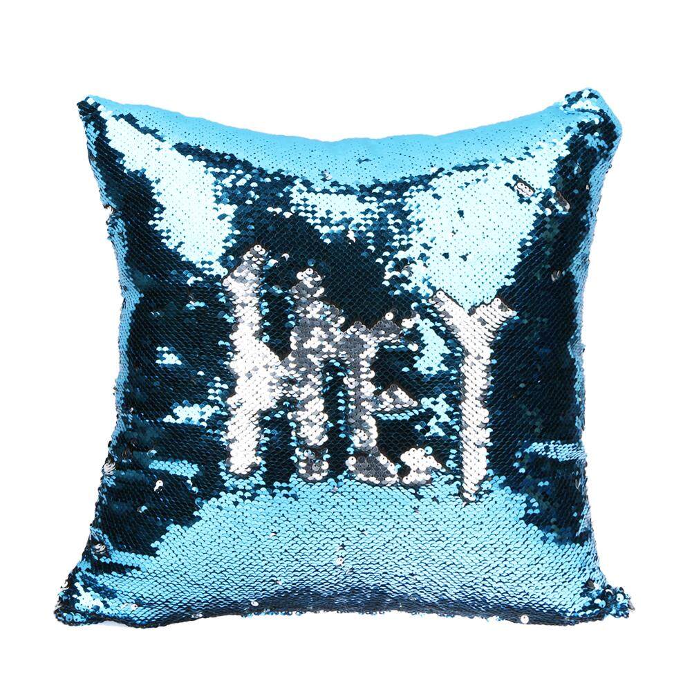 Newlifestyle DIY Sequins Pillowcase Paillette Pillow Cover (Blue + Silver) - intl(Blue)