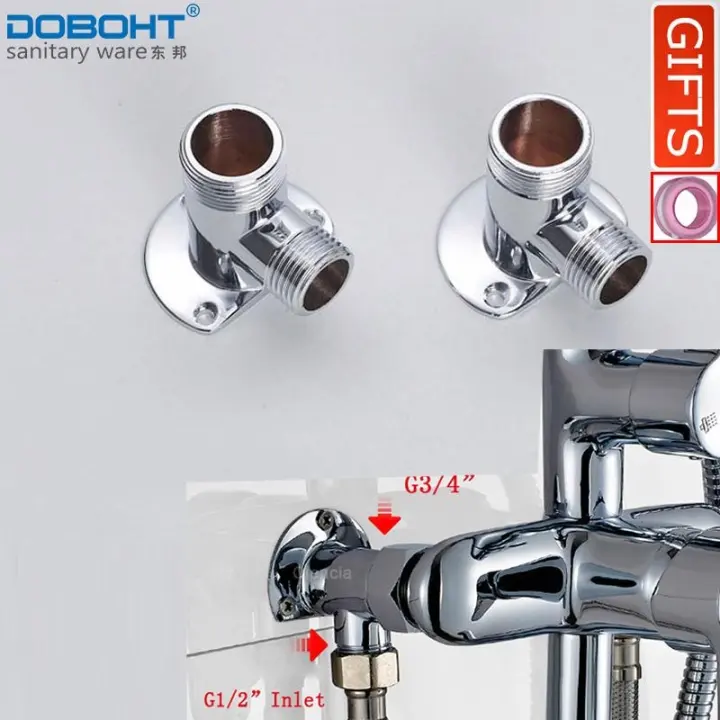 Doboht 2pcs Chrome Plated Brass Shower Faucet Fixed Seat Water