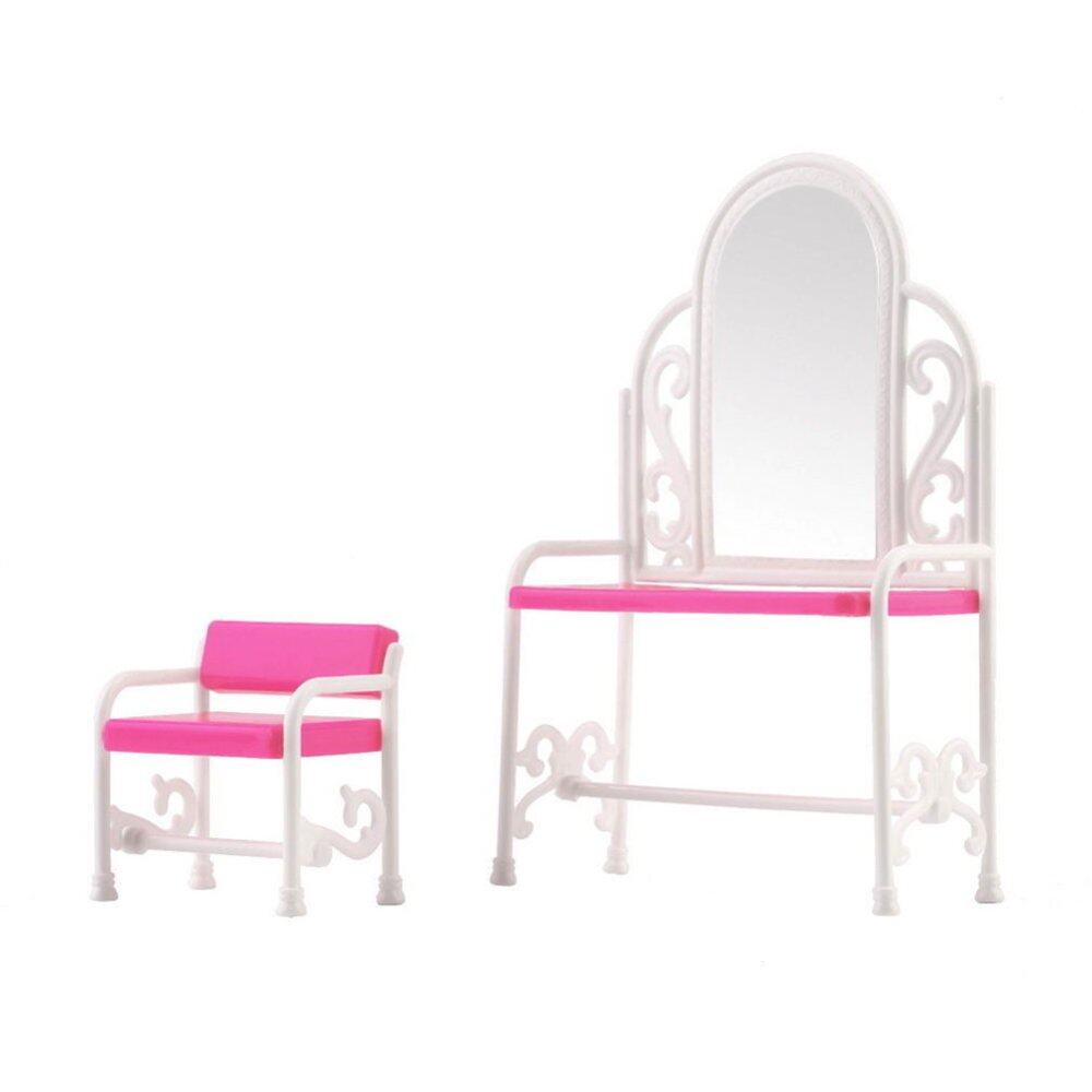 Dressing Table & Chair Accessories Set For Barbies Dolls Bedroom Furniture - intl