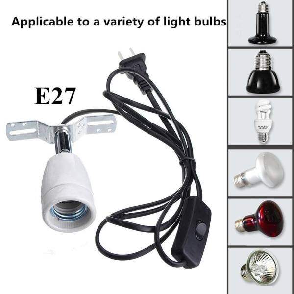 E27 400W Reptile Ceramic Heat Lamp Holder w/ Light Switch Socket Lamp Fitting