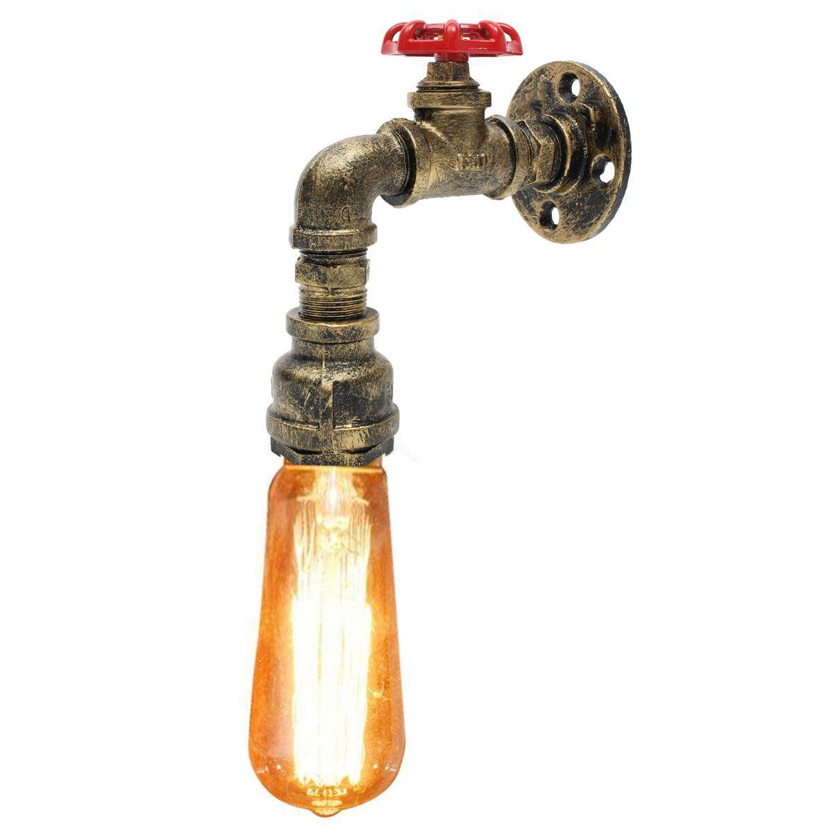 E27 Iron Vintage Industrial Water Tap Pipe Lamp Wall Light Lighting Sconces - intl