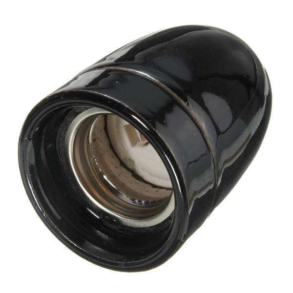 E27/E26 Ceramic Light Socket Industrial Antique Vintage Edison Lamp Holder DIY Black