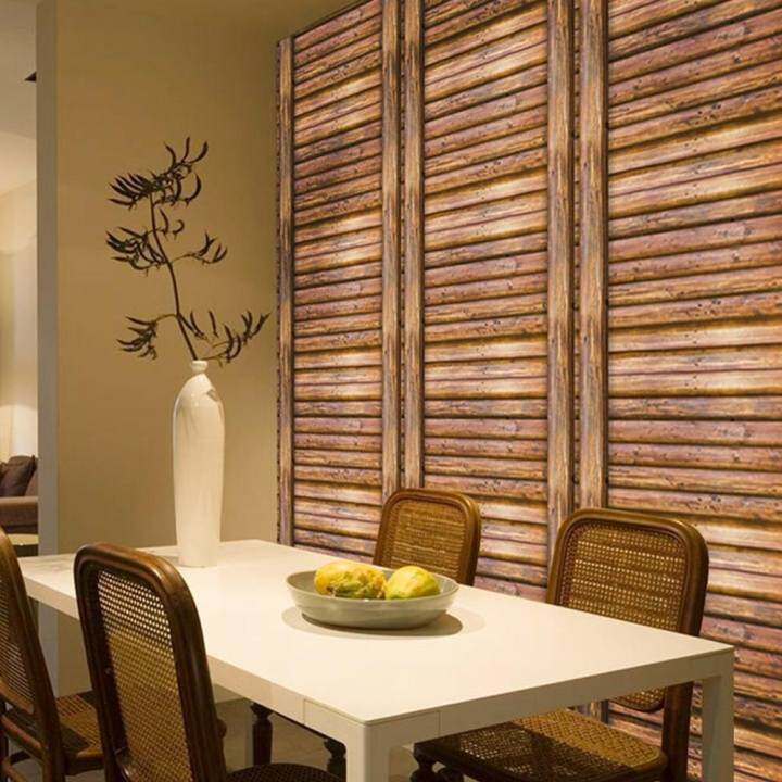 Vintage Brief Wall Bricks Pattern Self Adhesive Waterproof Wallpaper For Bedroom Living Room Kitchen Furniture Decor (Retro wood)