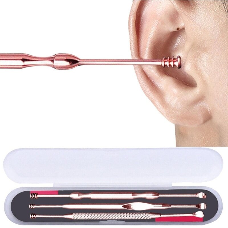 Ear Cleaning Set 3pcs Health Care Tool Ear Pick EarWax Remover Cleaner Curette Kit Cleaning Set