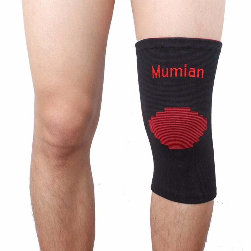 Elastic Sports Leg Knee Support brace Wrap Protector Knee Pads Sleeve Cap Patella Guard Volleyball Knee, Black Red