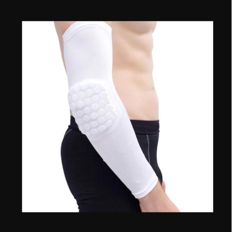 Elbow guard Protection of elbow arm elastic anti-shock for Basketball Sport White Length:39cm/15.3in