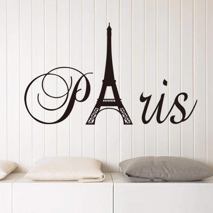 English Letters Paris Eiffel Tower Wall Decal Home Sticker PVC Murals Vinyl Paper House Decoration Wallpaper Living Room Bedroom Kitchen Art Picture DIY for Children Teen Senior Adult Nursery Baby