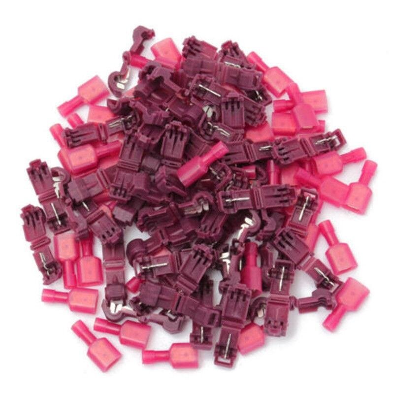 Erui 50 Pcs Kabel Listrik Cepat Mengikat Cepat Kunci Kawat Crimp Konektor AWG 22-18 Merah