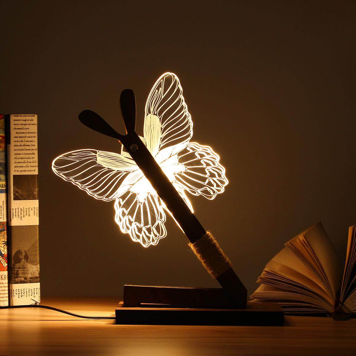 EU Plug Christmas 3D Owl LED Desk Table Lamp Adjustable Night Light Home Decor Xmas Gift butterfly - intl