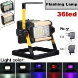 EU Plug Glod shell 50W 36led (30 White+3 Blue+ 3 Red) 5730 LED project lamp floodlight hand lamp Red and blue flashing warning lights waterproof IP65 Aluminum alloy + ABS material 120 degrees of light