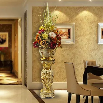 European Style Large Floor Vase Artificial Flower Set Flower
