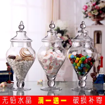 European Style Transparent Glass Candy Jar With Lid Lazada