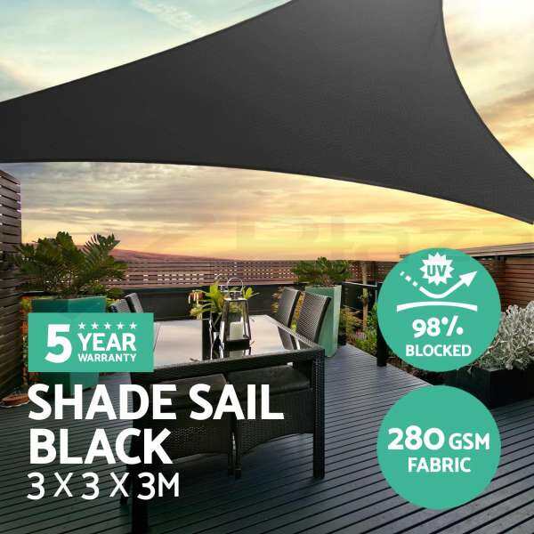 Extra Heavy Duty Shade Sail Sun Canopy Outdoor Triangle Square Rectangle Black # 5*5*5M - intl